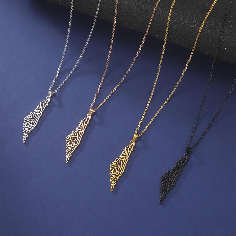 Hot Sales My Shape Pastine Pendant Necklaces for Women Men Stainss Steel Hollow Map Necklace Choker Chain Ma Jewelry_voghion.com
