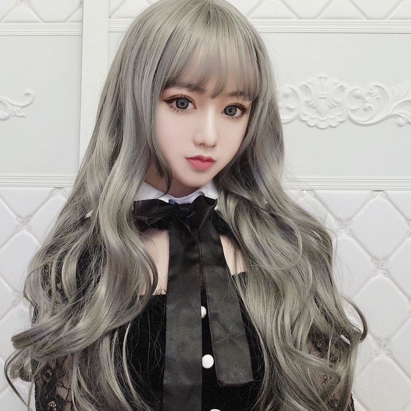 Synthetische Perücke, Comic-Cosplay-Damen, flauschiges und modisches Make-up, große Welle, langes lockiges Haar, volles Kopfset_voghion.com