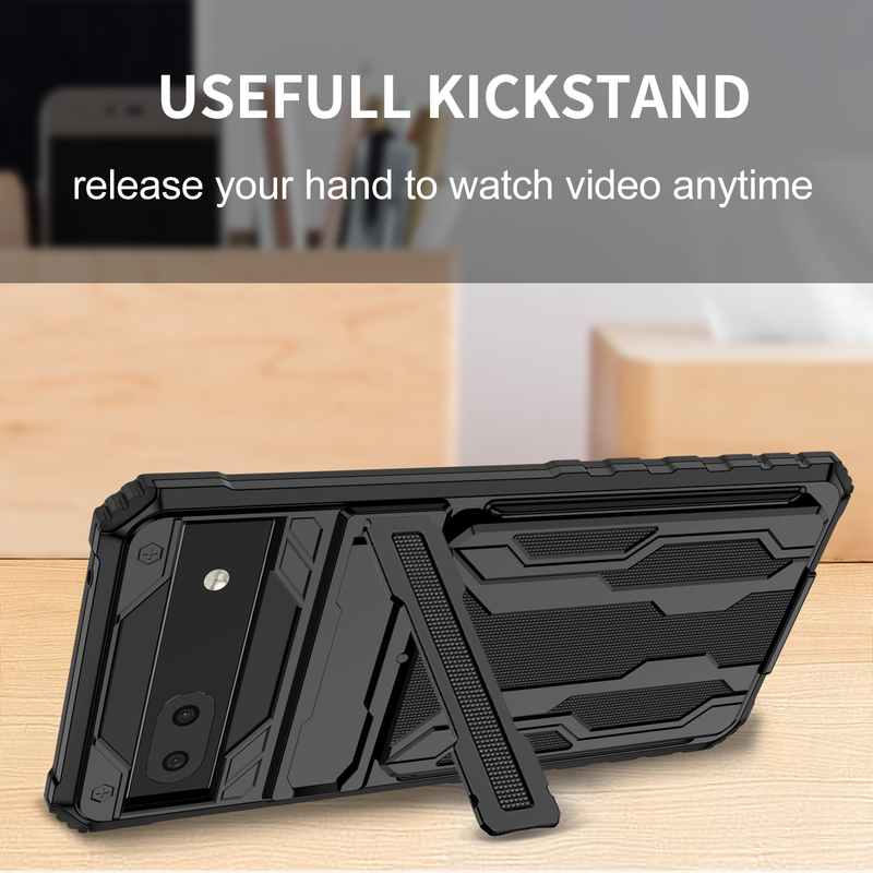 for Google Pixel 6A Pro Case Wallet 3-Card Flip Cover Credit Card Holder Slot Back Pocket Dual Layer Protective Hybrid H_voghion.com
