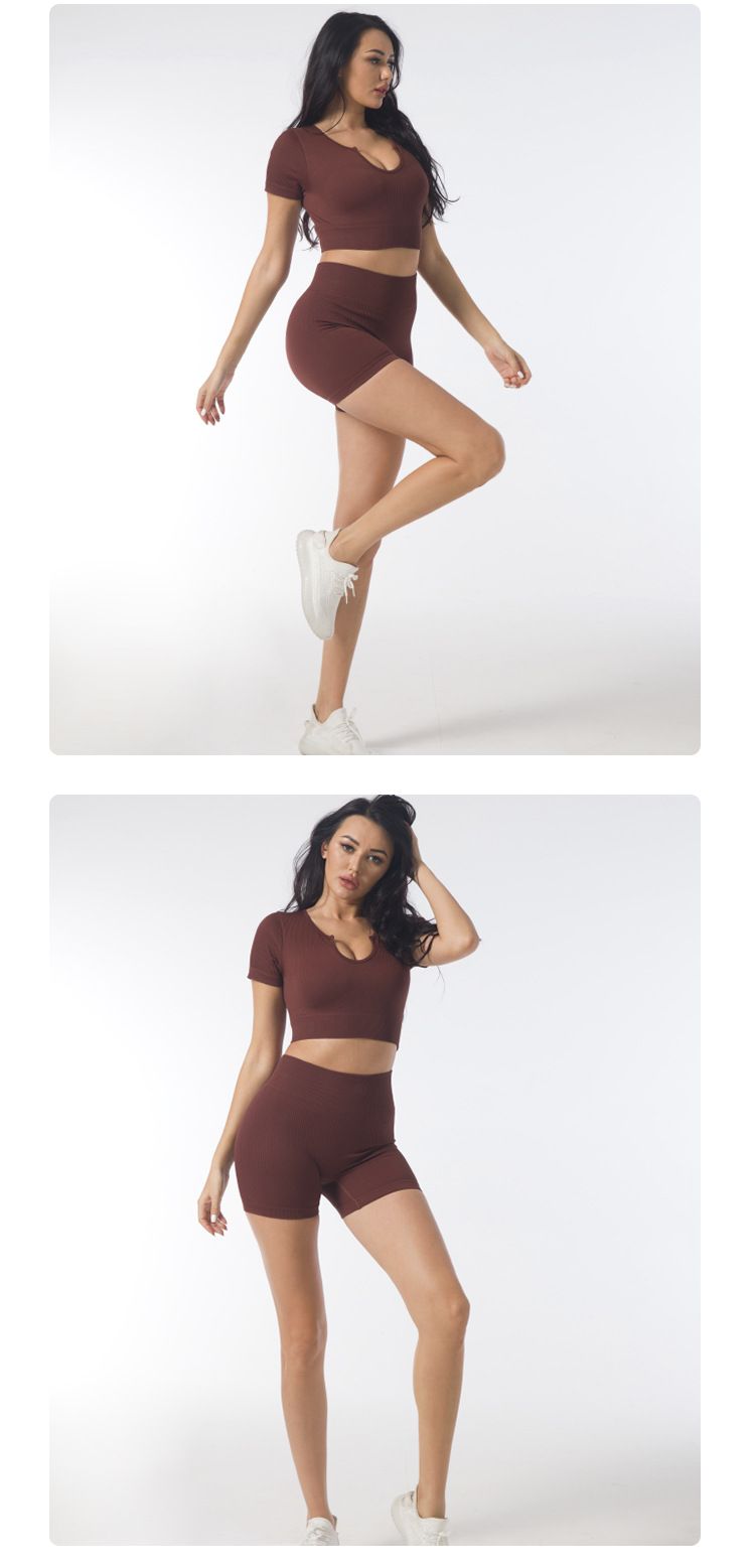 Zhejiang Jin Speed Dry Thread, abbigliamento attillato senza cuciture a maniche corte per donna, dimagrante, fitness, yoga_voghion.com