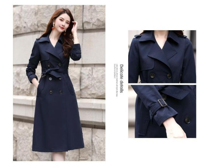Women's trench silky drape long over the knee coat_voghion.com