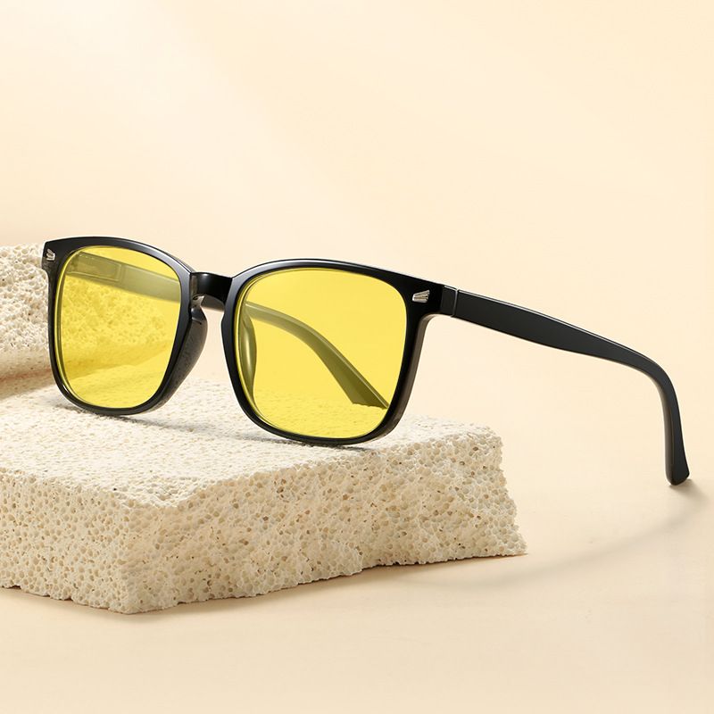 Retro Night Vision Anti-blue Light Yellow Men's And Women's Mobile Phone Flat Glasses Computer Competitive Game Eye Protection Glasses_voghion.com