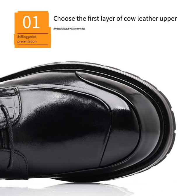 Spring new business dress shoes men's leather casual men's shoes big head thick sole real cowhide commuter shoes_voghion.com