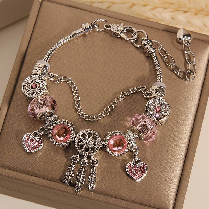 Schmuck & Accessoires Rosa Perlenarmband für Damen Das Temperament Traumfänger Armband für Schülerinnen und Freundinnen Geschenkarmband Trend_voghion.com