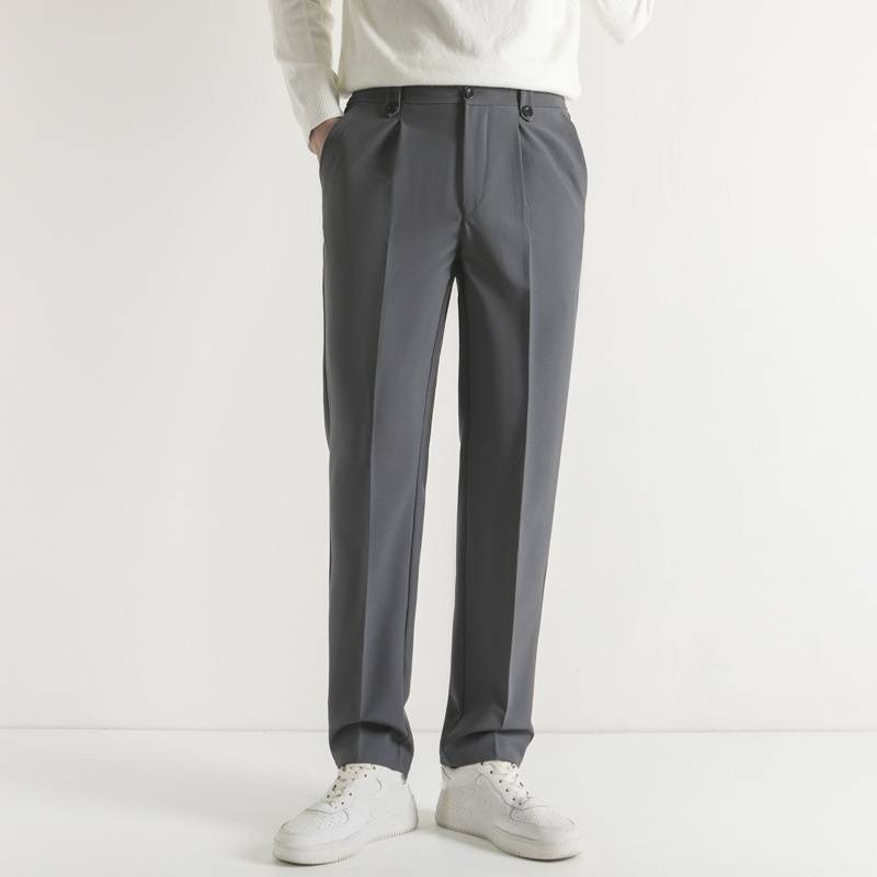 Men's Clothing Black Suit Trousers Men's Business Formal Straight Men's Trousers Drape Free Ironing Casual Suit Trousers Men_voghion.com