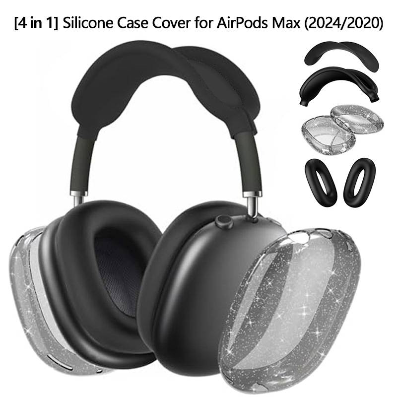 Husă pentru AirPods Max, anti-zgârieturi pentru urechi/cupe/bandă de susținere. TPU moale și silicon transparent, rezistentă la zgârieturi._voghion.com