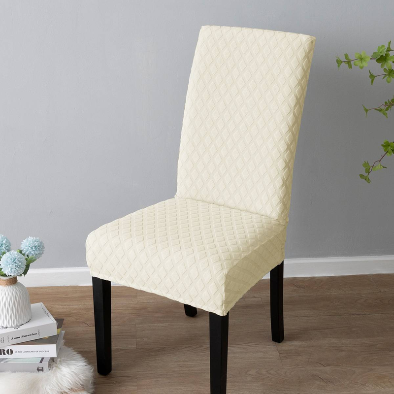 Husă de scaun cu spate înalt elastic cu diamant Jacquard, all inclusive, universală, pentru masă, husă de scaun rezistentă la praf_voghion.com