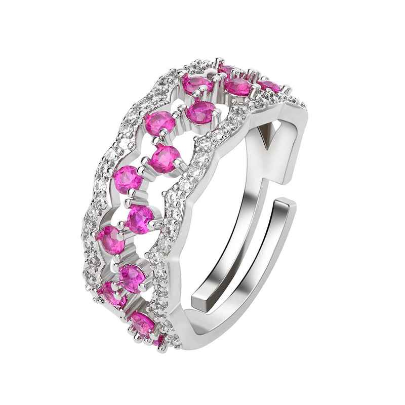Elegante opengewerkte zirkonia-ring voor dames met dromenvangerontwerp, gegalvaniseerd koperen statementring voor dagelijks gebruik_voghion.com