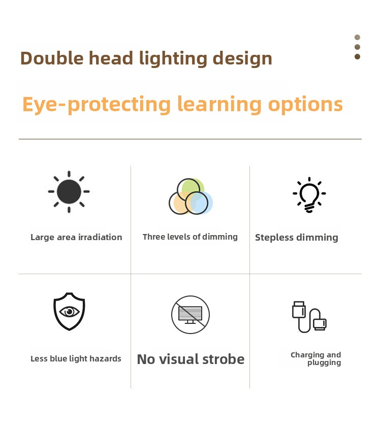 Faltbare LED-Schreibtischlampe mit USB-Aufladung, 360° verstellbarem Doppelkopf, Touch-Steuerung und Augenschutz, Helligkeit der Klasse AA, 90+ CRI, EU-CE-zertifiziert_voghion.com