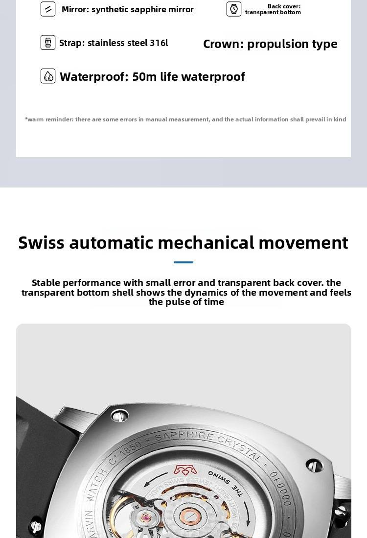 Marvin Watch: Malton Cushion Wasserdichte automatische Luxus-Herrenuhr_voghion.com