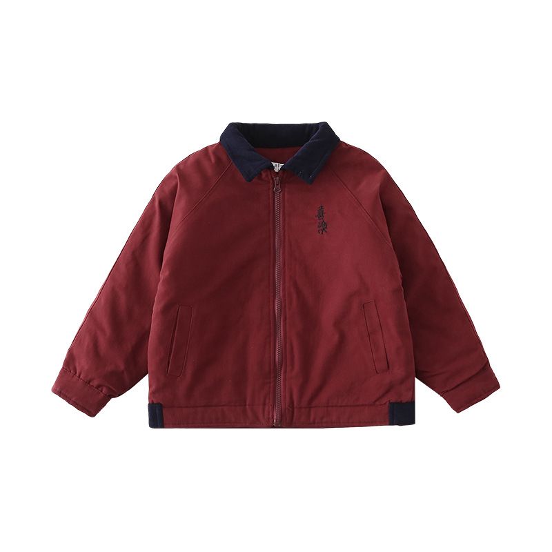 Chinese New Year Battle Robe – Embroidered Horse Design, Premium Parent-Child Cotton Coat, Festive Red Outfit_voghion.com