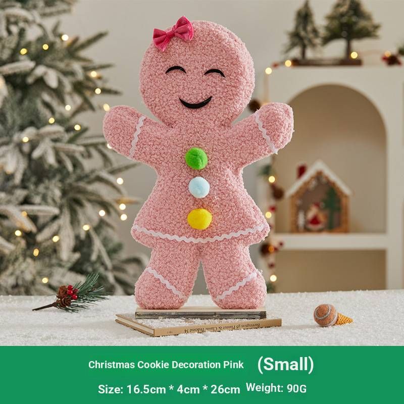 Wooden Christmas Cookie Figurines – Festive Tabletop Decor (2 Sizes, Pink & Brown, Multi-Style Holiday Display)_voghion.com