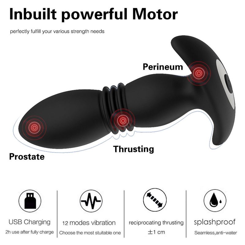 Waterdichte siliconen mannelijke prostaatmassage-anaalplugvibrator voor mannen, homoseksuele seksspeeltjes_voghion.com