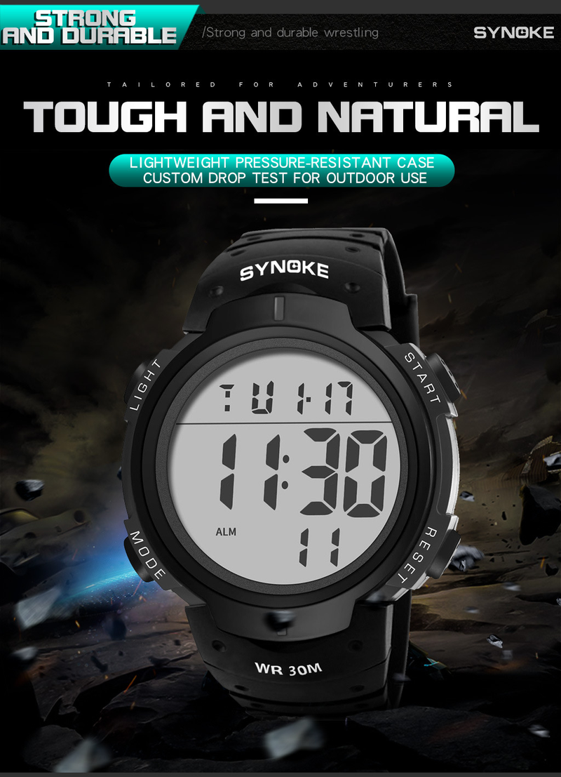 Orologio sportivo digitale da uomo con multifunzione, impermeabile, grande schermo, stile militare, luce notturna, lussuoso schermo elettronico da regalare_voghion.com