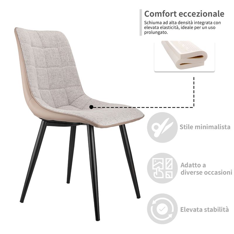 2er Set Esszimmerstühle Mit Leinenstoff, Metallgestell_voghion.com