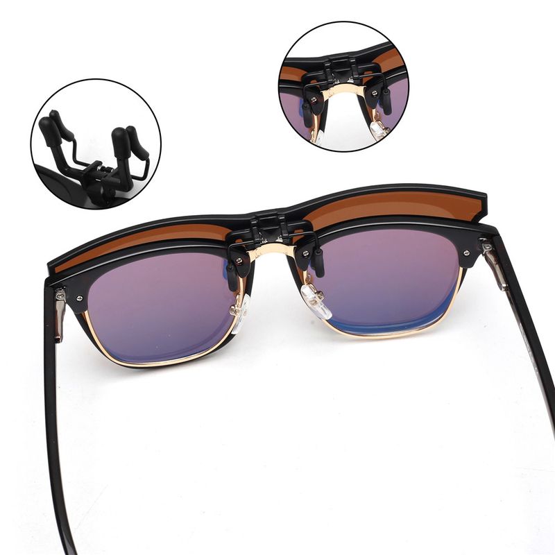 JM Übergroße polarisierte Sonnenbrille zum Anklipsen, modisch, quadratisch, für Damen und Herren, groß, zum Aufklappen, UV400_voghion.com
