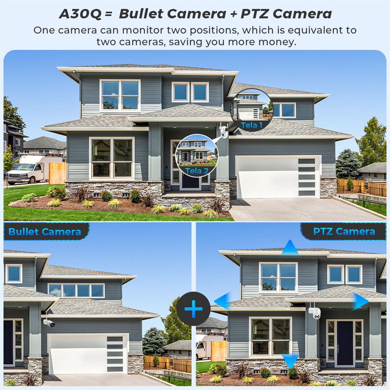 Icsee8MP Gun Ball Linkage Fernglas Dual Screen HD Drahtlose Kamera Nachtsicht Volle Farbe Dual_voghion.com