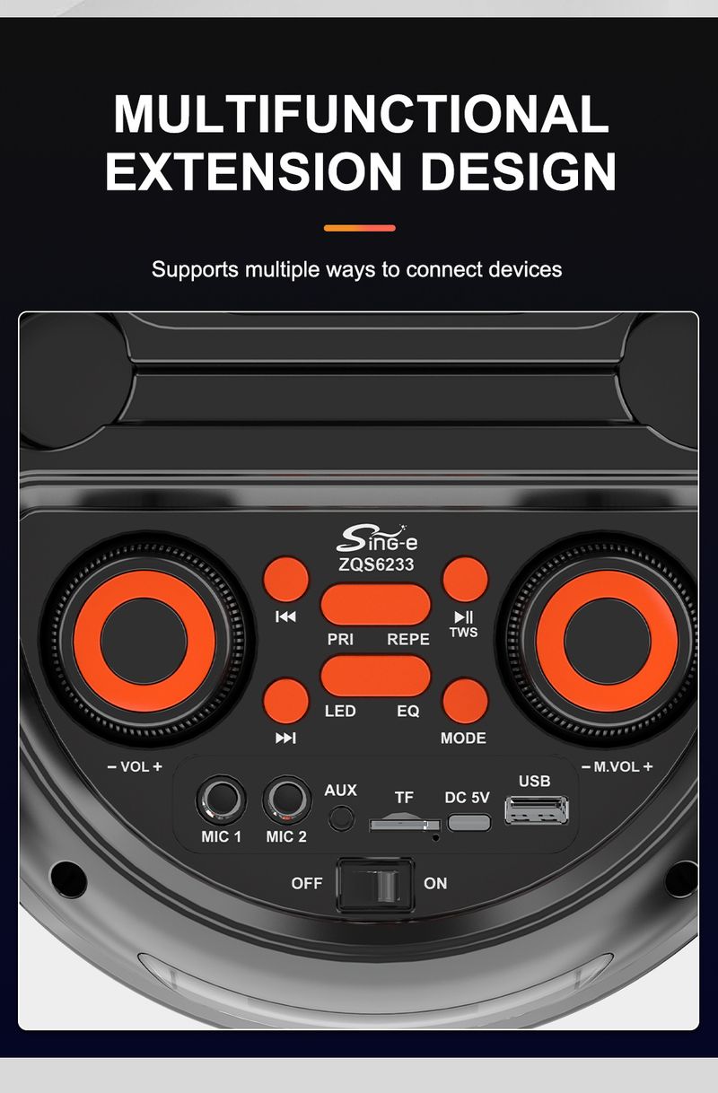 ZQS6233 Nagy teljesítményű, padlótól mennyezetig érő audio Square Dance promóciós műsorszóró hordozható Bluetooth kártya nagyméretű hangszóró_voghion.com