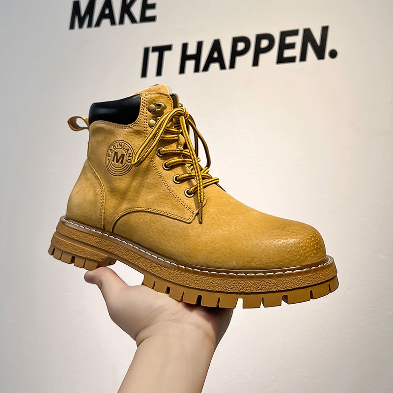 Spring Mid-top Leather Shoes Short Boots Retro Mountaineering Boots Men's Outdoor Casual Short Boots_voghion.com