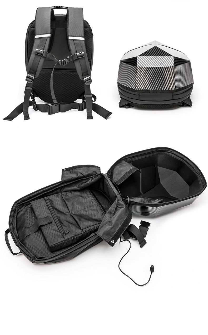 Accessori per moto, zaino per casco, borsa da equitazione Iron Hero, schermo LED non luminoso, guscio in PC, zaino in nylon nudo_voghion.com