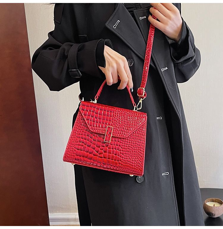 Sac à main en cuir laqué de grande capacité pour femmes, motif de pierre, épaule unique diagonale, vent croisé, nouvelle collection automne/hiver 2023_voghion.com