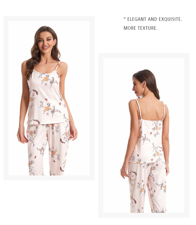 Damen Schlofkleeder Pyjama fir Fraen, Kotteng Camisole, Nuetshemd, Dräi-Stéck-Set, Heemkleeder_voghion.com
