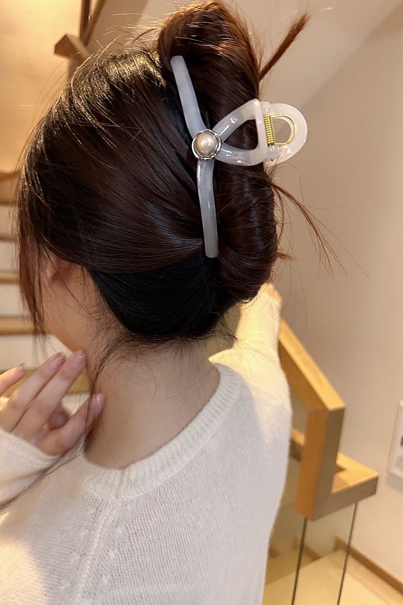 Forcina per capelli da donna, stile semplice, voluminosa, multi-raccolti, con fermaglio per capelli, per la schiena e la testa, con squalo._voghion.com