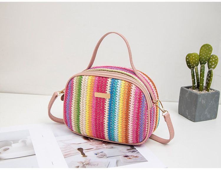 Women's Bag New Ladies Bag Straw Colored Hand Held Sequined Ladies Messenger Bag_voghion.com