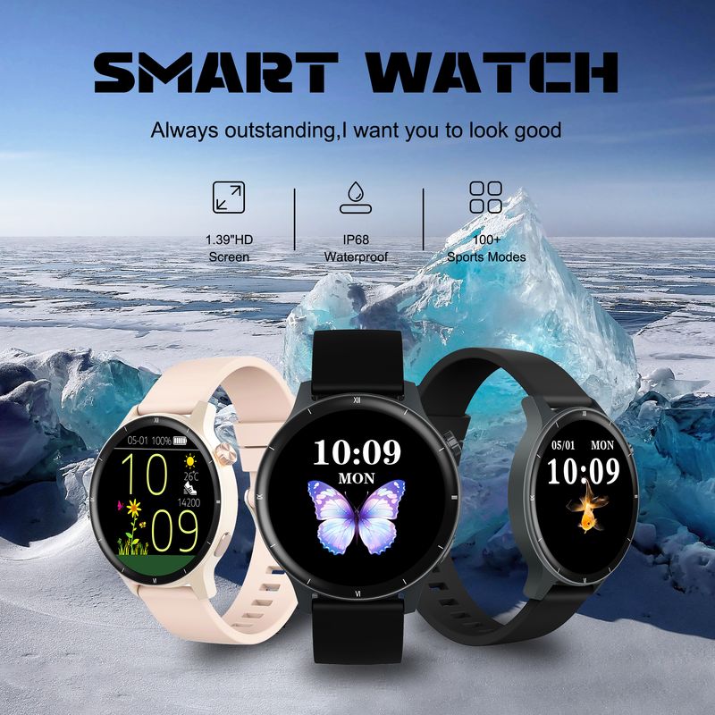 2025 Moderigtigt 3D Dynamisk Urskive Smartur Bluetooth Opkald Kvinders Sundhed Armbånd 1.43” HD Fuld Touchskærm Herre Dame_voghion.com