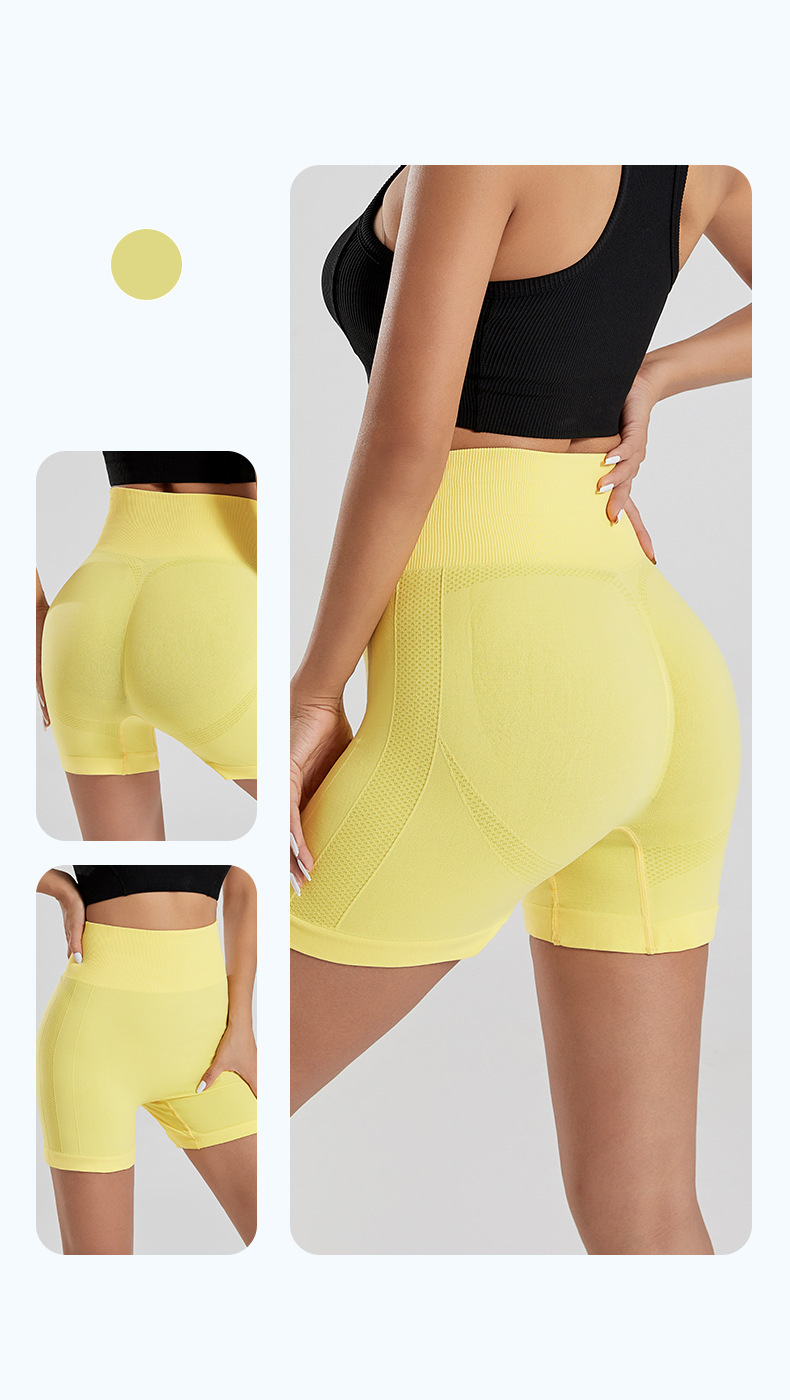 honey-butt lift, fitness and leisure sports elastic high-waisted belly-control quick-drying seamless yoga shorts_voghion.com