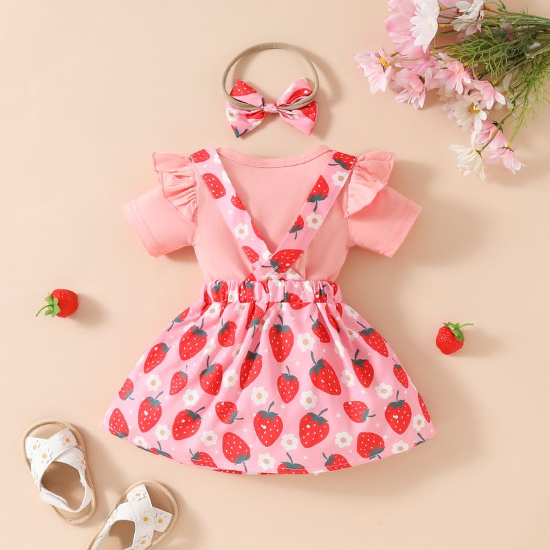 Mutter & Kinder Baby mädchen sommer kurzen ärmeln top mit hosenträger rock casual mädchen blume obst casual rock set_voghion.com