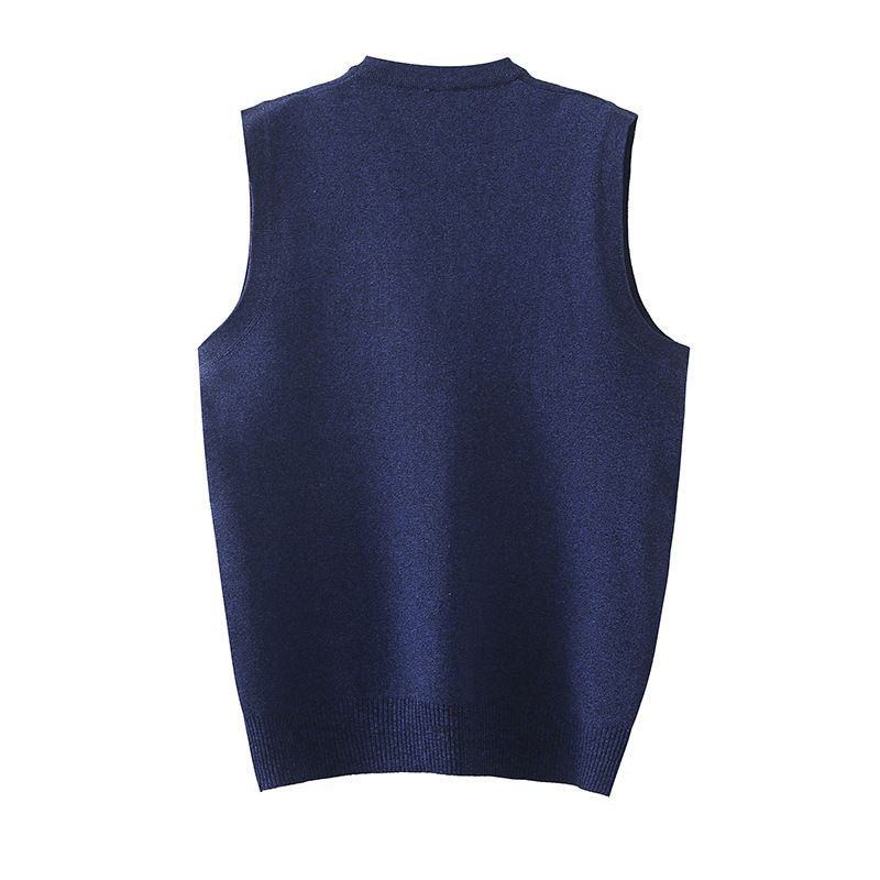 Herrenbekleidung Eine Generation von karierten Westen für Herren im Frühjahr und Herbst, lockerer V-Ausschnitt, Ärmel hinten, ärmellose Weste mittleren Alters, Jacquardpullover mit V-Ausschnitt_voghion.com