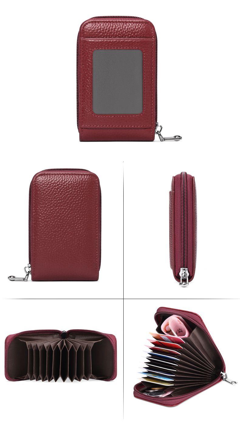 First layer cowhide rfid anti-theft brush credit card bag organ Korean card bag card case Card Case business card bag multi-card position genuine leat_voghion.com