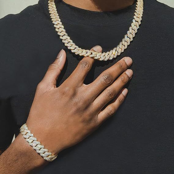 Conjunto de relógio e colar de quartzo de luxo masculino com mostrador grande - caixa de liga de ouro, fecho de aço inoxidável, vidro mineral, estilo empresarial_voghion.com