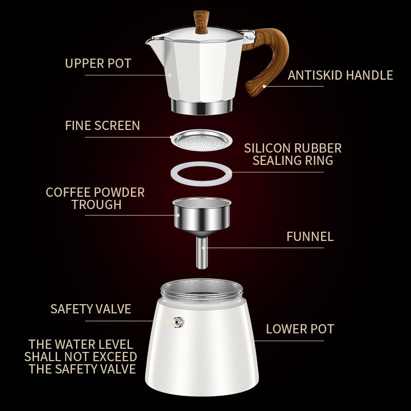 Mokakanne Kaffemaskin Espresso Aluminium Geyser Kaffetrakter Kanne Vannkoker Kaffe Latte Perkolator Komfyr Kaffefilter Kopp Verktøy_voghion.com