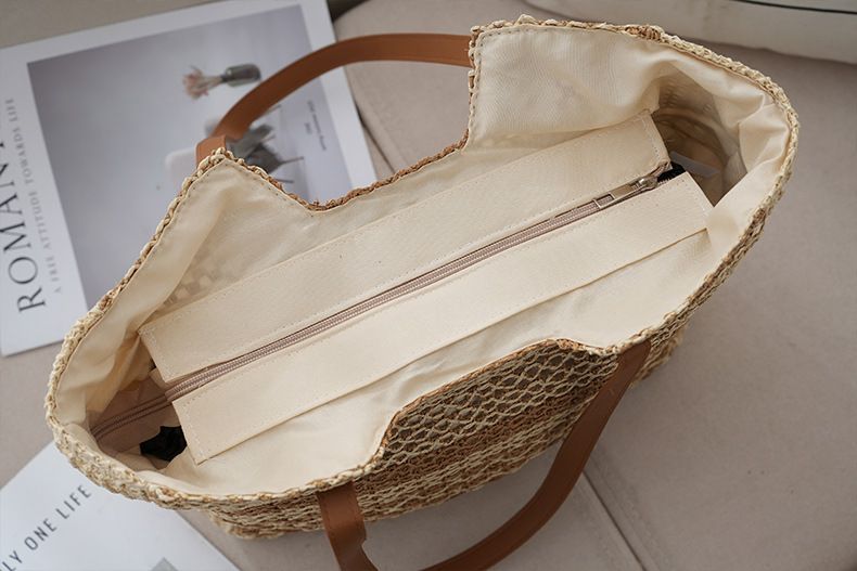 Borse da donna Nuova borsa a tracolla in paglia cava Grande capacità Borsa versatile intrecciata Borsa casual da pendolare Borsa da vacanza al mare_voghion.com