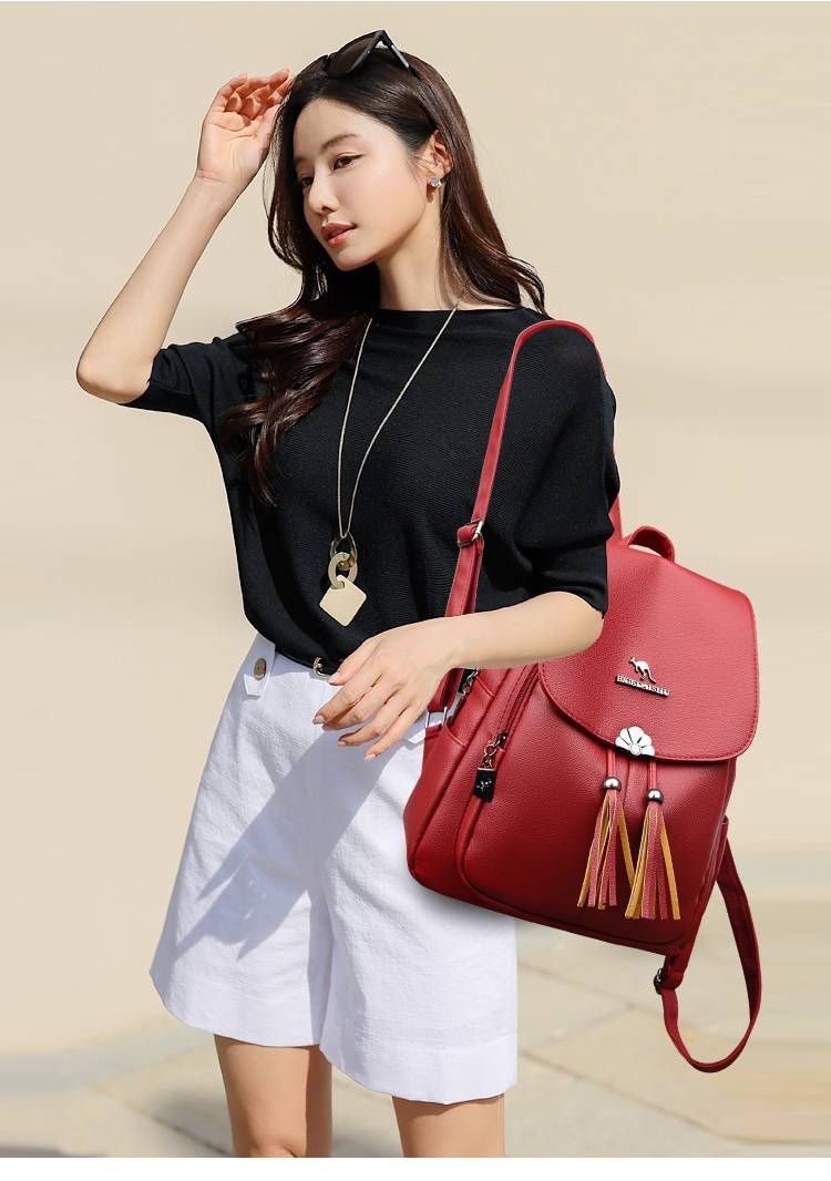 Borsa a marsupio 2024 Zaino con nappa in tinta unita di nuova moda casual versatile e semplice_voghion.com
