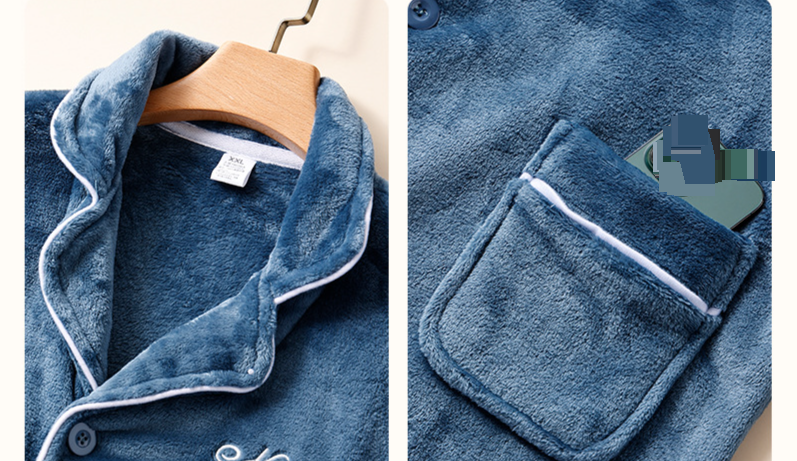 Men's Clothing Men's pajamas flannel new autumn and winter thickened cardigan coral fleece home clothes suit can be worn outside men_voghion.com