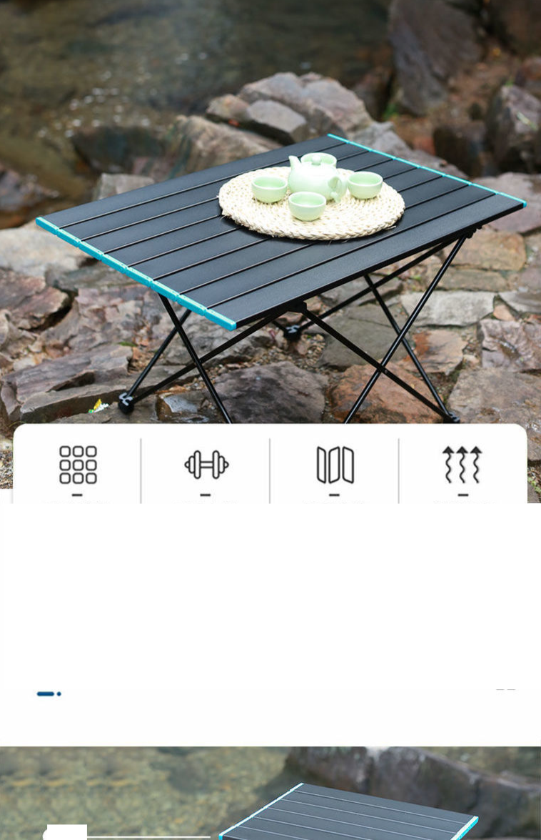 Tragbarer Klapptisch für den Außenbereich, ultraleicht, aus Aluminiumlegierung, Picknick, Camping, Aluminiumplatte, Grill, großer Tisch_voghion.com