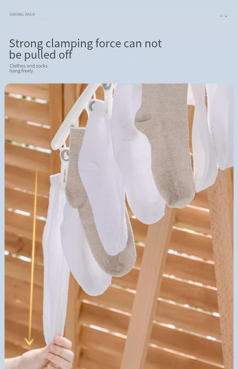 Foldable Clothes Drying Rack With 20 Clips - Space-Saving For Small Apartments (Perfect For Socks Underwear & Delicates) - Multi-Level Hanging Design_voghion.com