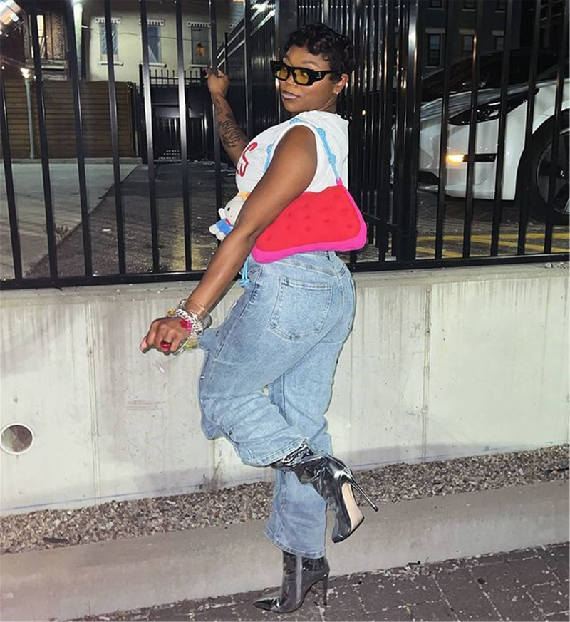 Women's High Waist Straight Jeans - Detachable Snap Button & Asymmetrical Design For Streetwear Fashion_voghion.com