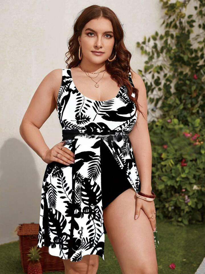Maillot de bain une pièce élégant et échancré pour femme - Dos nu sexy, maillot de bain grande taille à imprimé floral, confortable et élégant_voghion.com