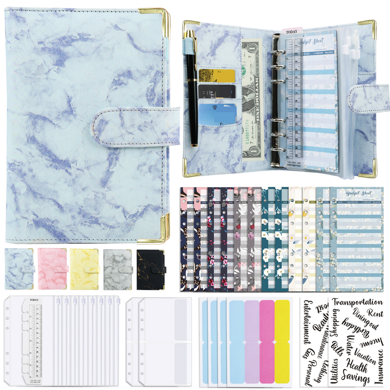 Navulbare notitieboeken Cash Budget Binder A6 Losbladig notitieboek PU-leer Financieel planner handboek_voghion.com