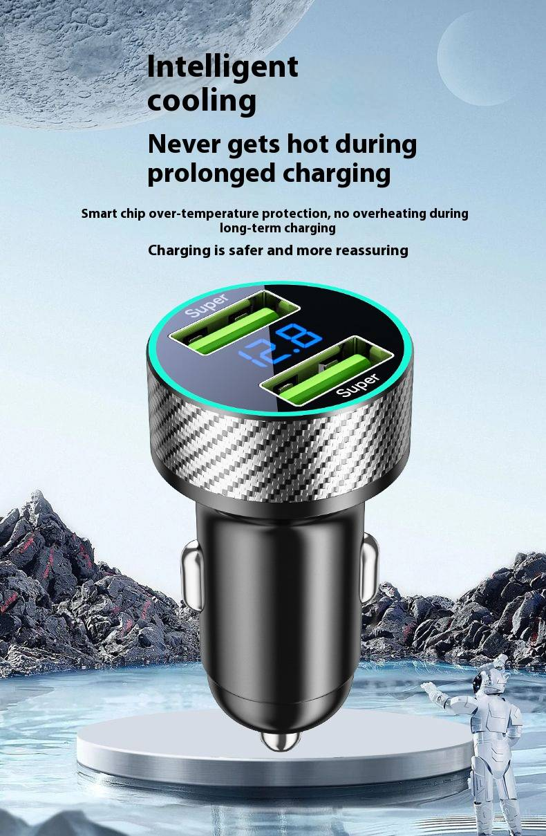 300W Dual USB Autoladegerät Superschnelles Laden QC3.0 mit LED-Anzeige für iPhone & Android-Telefone_voghion.com