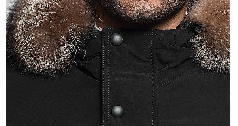 Men's Winter Parka Coat With Raccoon Fur Collar - Mid-Length Loose Fit Detachable Lining Down Jacket_voghion.com