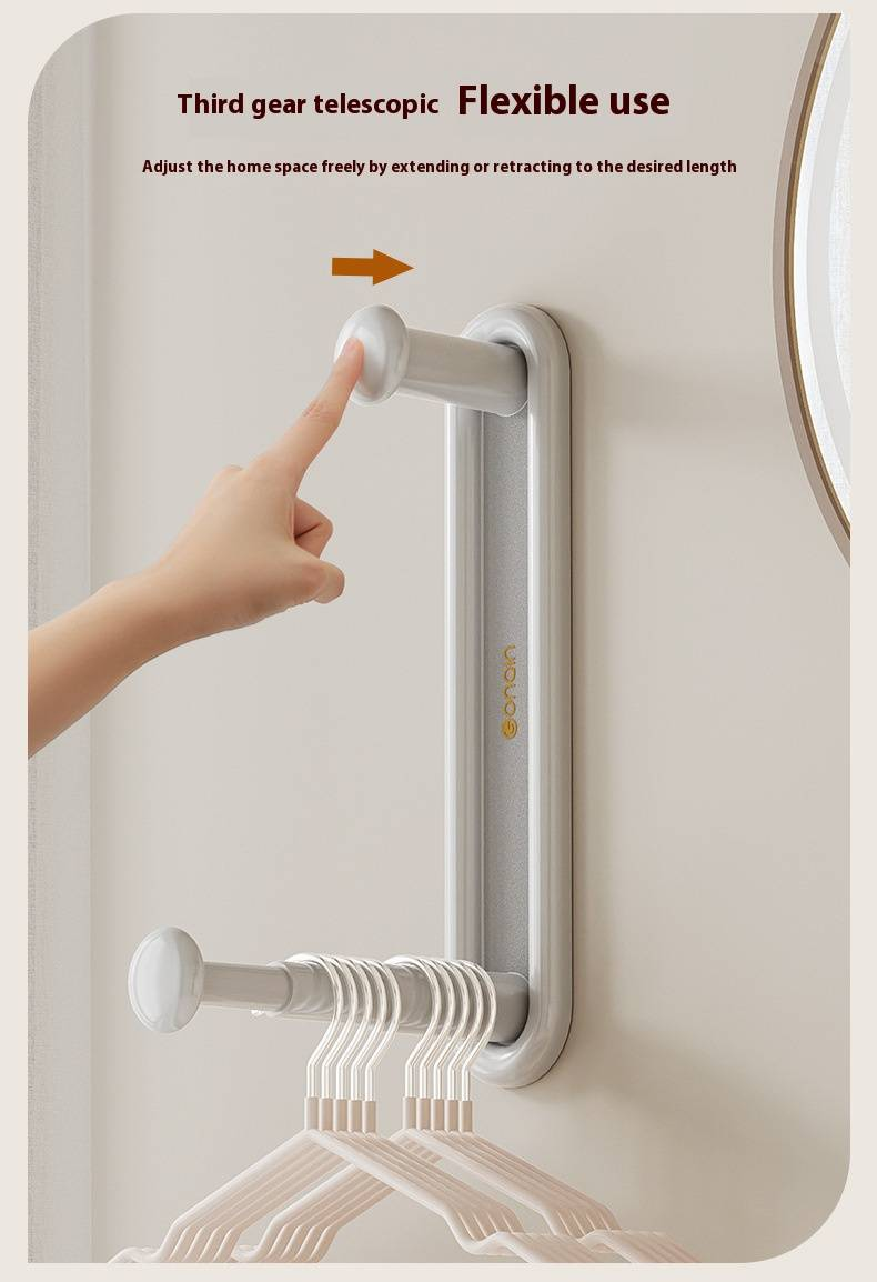 Expandable 2-Tier Wall-Mounted Hanger Organizer – Space-Saving No-Drill Storage Rack For Closet, Bathroom & Laundry_voghion.com