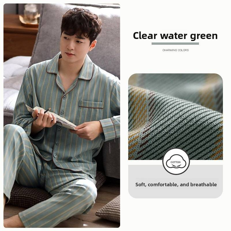 100 % reine Baumwolle Herren Nachtwäsche 2-teilig Casual Nachtwäsche Plaid Herbst Nachtwäsche Home Wear Herren Nachtwäsche Reine Baumwolle Nachtwäsche Set_voghion.com