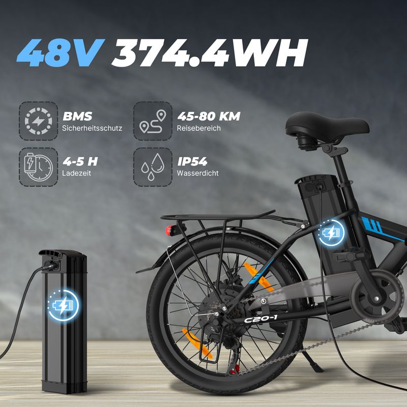 VARUN C20-1 Folding Electric Bike For Adultswith 250W Motor And 48V 13AH Removable Battery_voghion.com