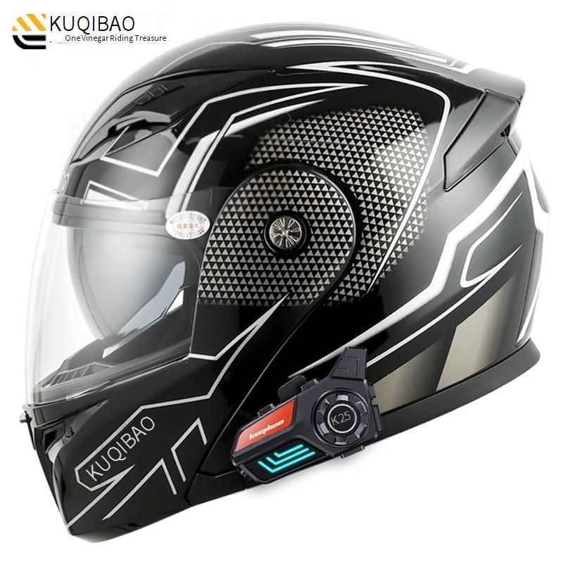 Casque moto modulaire double visière avec Bluetooth K25 et batterie longue durée - Coque ABS, certifié 3C, protection intégrale_voghion.com
