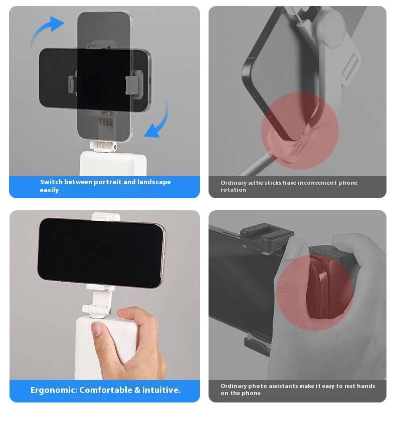 Bluetooth Selfie Stick With Detachable LED Light, Extendable Phone Tripod Stand For Stable Videos & Live Streaming (White/Black, Adjustable Height)_voghion.com